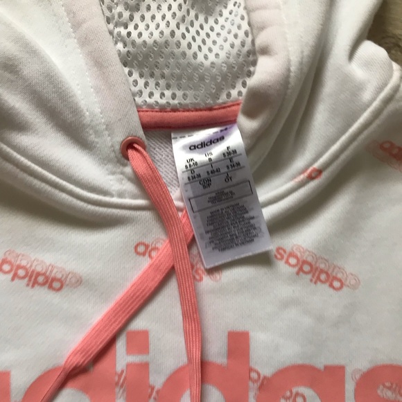2x HOST PICK🎉ADIDAS ALL OVER LOGO HOODIE 2 SIDE POCKETS GENTLY USED CONDITION Sm - Picture 10 of 14